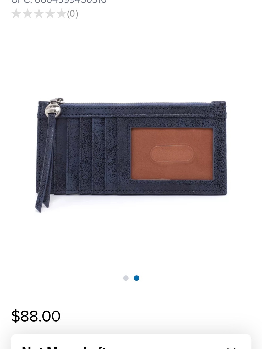 HOBO Carte Navy Card Case Leather Zip Card Holder